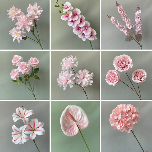 浅粉色仿真花婚庆绢花婚礼堂装饰花材假花花束迷雾花雾凇花排插花-图0