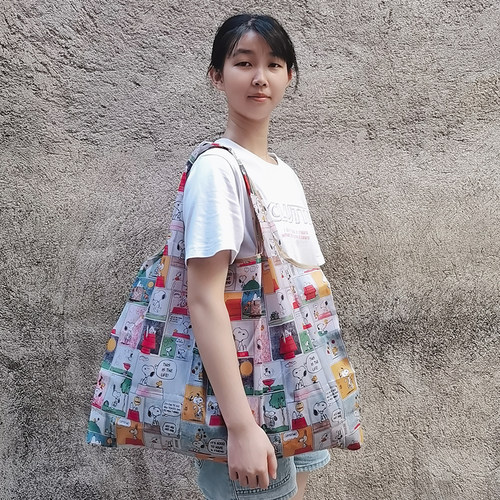 日韩超市购物袋折叠环保袋便携女手提时尚妈咪买菜包大容量防水袋 - 图1