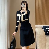 Ocnltie temperament name Yuanyan dress lady 2023 autumn Winter new womens fashion collection waist display slim fit dress