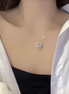 纯银吊坠项链女高级中国风平安锁
