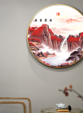 新中式鸿运当头山水画客厅装饰画