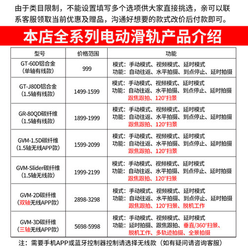GVM铝合金电动滑轨摄像单反相机延时拍摄影微单美颜静音迷你轨道 - 图0