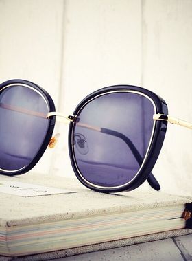 配新款潮流黑色个性圆脸近视墨镜