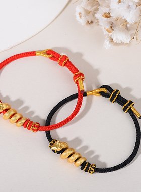 黄金色古法沙金卷卷蛇手链男女本