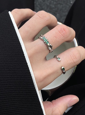 绿月光不规则戒指男女小众设计