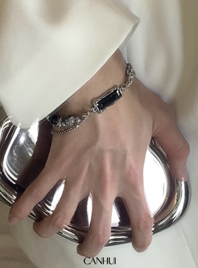 男女暗黑风猫眼石小众设计手链