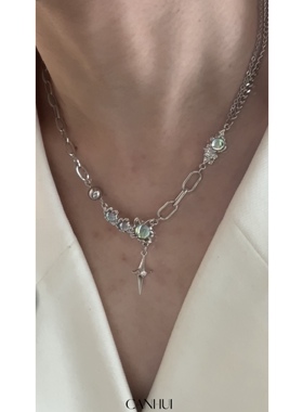 CANHUI小众设计感荆棘月光石流苏项链女男潮ins百搭锁骨高级项饰