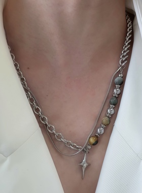 水墨风钛钢项链男女男女小众设计