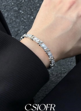 男女波光粼粼细闪手镯开口调节