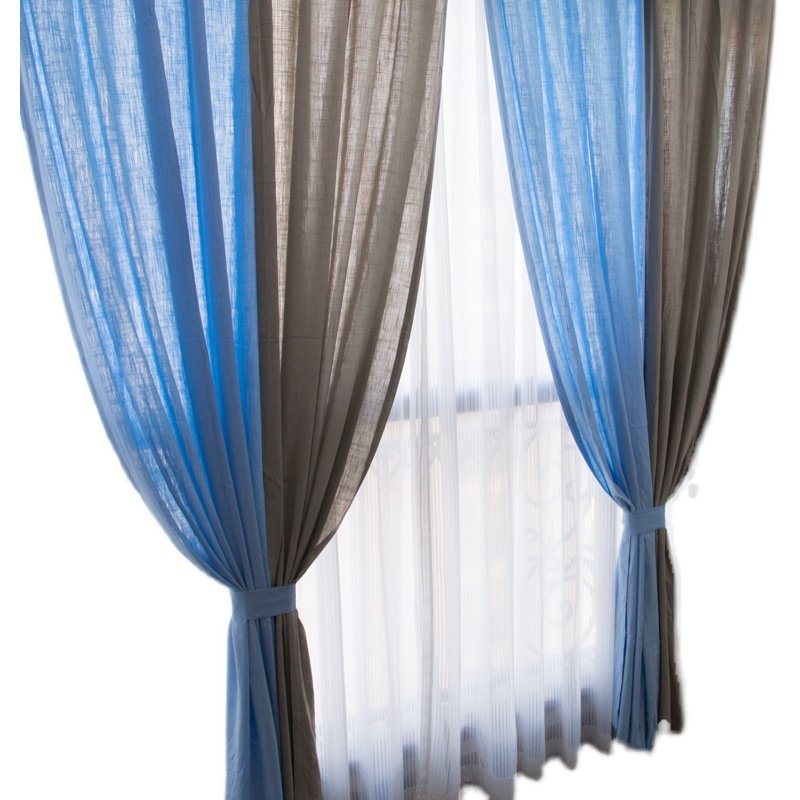 【棉麻】美式乡村新中式复古纯色拼色半遮光亚麻客厅卧室窗帘窗纱,淘宝优惠券,粉丝福利购,淘宝优惠卷