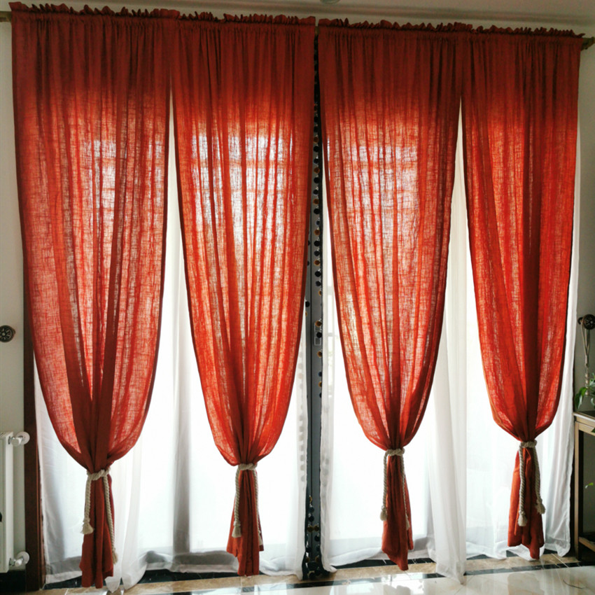 【火晶】点睛专业定制做 美式乡村复古 橘黄色纯色棉麻亚麻窗帘纱,淘宝优惠券,粉丝福利购,淘宝优惠卷