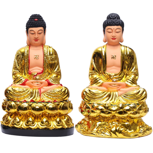 居家供奉佛像树脂玻璃钢鎏金佛祖阿弥陀佛客厅家三宝佛药师佛摆件 - 图3