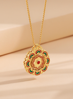 朵素八宝罗盘金色可旋转项链