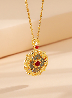 新中式镀金八宝罗盘花朵毛衣链