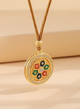 朵素八宝罗盘可旋转金色毛衣链