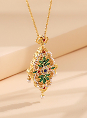 复古彩色经典花朵百搭项链