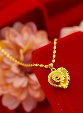 新款越南沙新金2项链女锁骨链爱吊坠久不掉色镀金