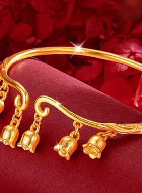 高级款越南沙金古法铃兰花女手镯小众仙女百搭送女友家人diy爆款