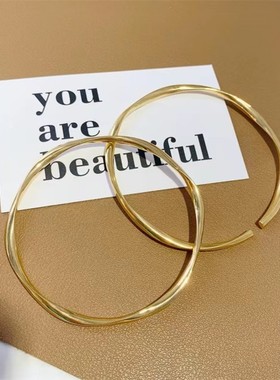 时尚莫比乌斯环波浪纹手镯女款锡沙金仿真实心闺蜜闭口戒指不掉色