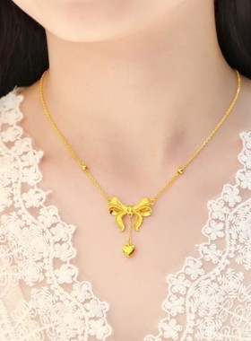 爆款高级越南沙金久不掉色项链女士吊坠网红金色锁骨链吊坠首饰品