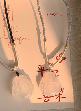 天然玛瑙佛公吊坠玉髓笑佛玉石项链中国风弥勒佛保平安复古挂件女