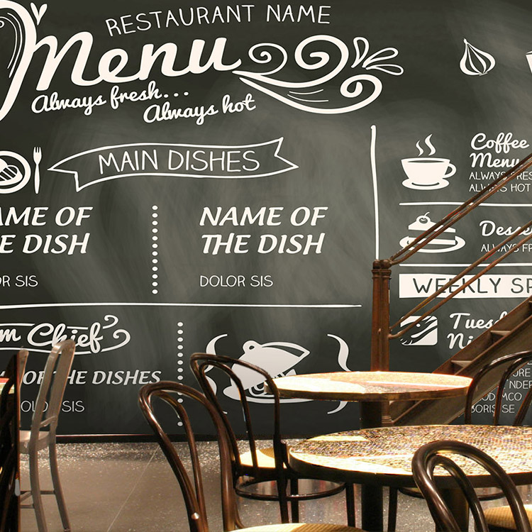 黑白涂鸦3D蛋糕奶茶咖啡店休闲吧壁纸个性欧