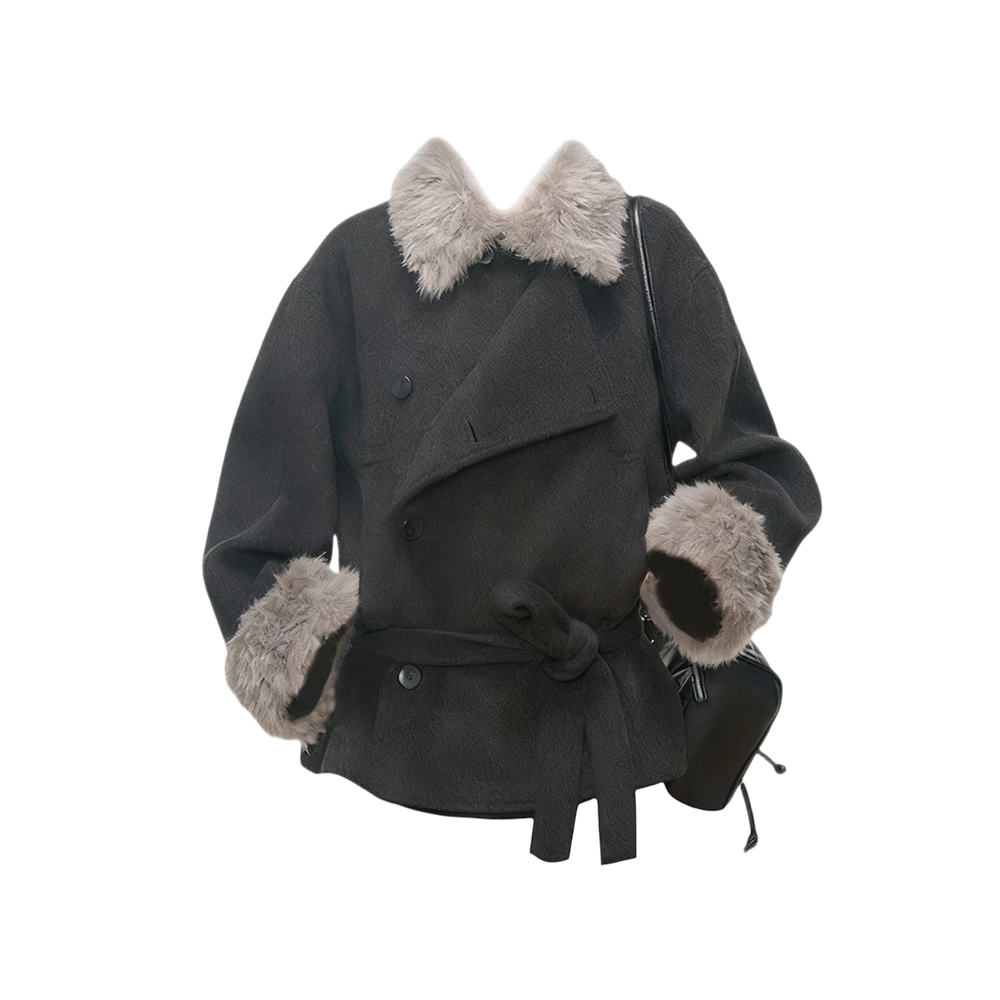 设计感毛领加厚毛呢大衣女秋冬季新款高级感保暖外套,淘宝优惠券,粉丝福利购,淘宝优惠卷