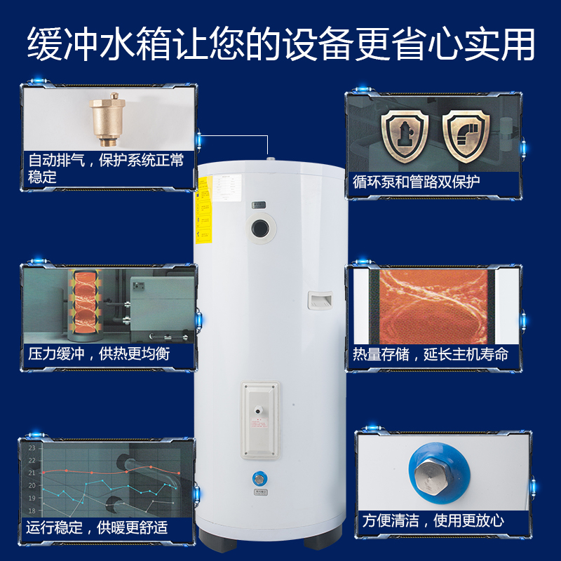 搪瓷缓冲水箱60L100升承压保温蓄热空气能家用水循环定制热水箱 - 图2
