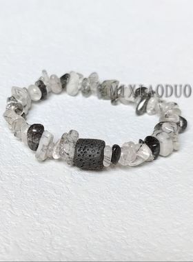 轻奢设计感两件套叠戴黑发晶碎石手串手链高级ins黑色小众首饰