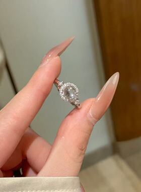 s925银天然水沫玉戒指