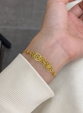 五帝钱手链古法传承钱串子手链招财五帝币钱多多手环送女友