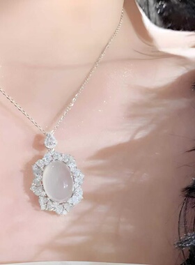 高冰玉髓银项链玛瑙翡翠挂件