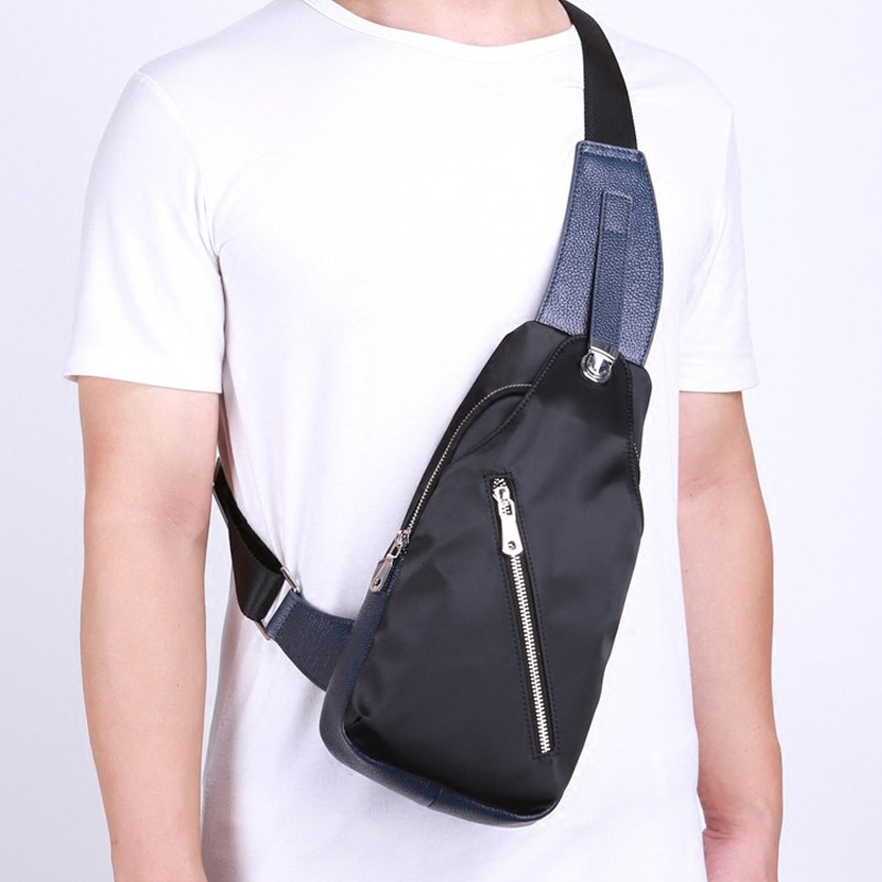 潮牌男士胸包2025新款潮防水牛津帆布配真皮个性休闲单肩斜挎背包,淘宝优惠券,粉丝福利购,淘宝优惠卷