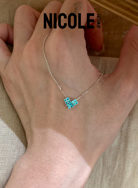Nicole Jewelry纯银帕拉伊巴两戴款四叶草项链钻石心形春日花语