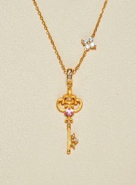 Nicole Jewelry鸢尾花钥匙纯银项链女轻奢小众设计感锁骨链送礼物