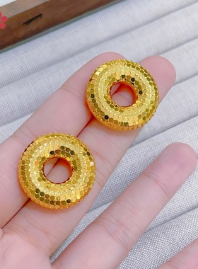 金色龙鳞蜂巢平安扣吊坠项链