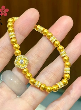 金色同款点钻人生四美手串微镶钻四方如意手链精致转运珠手饰品