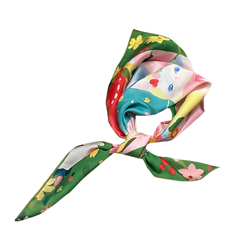 公主猫咪~Flora古灵精怪复古可爱油画趣味少女心小方巾丝巾领巾