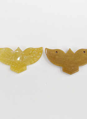 天然石水晶东陵立体雕刻老鹰双孔吊坠饰品配件连接器diy手工制作