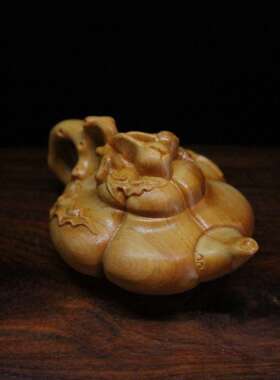 崖柏木雕植物南瓜长寿壶手把件把玩摆件茶宠家居木质工艺品