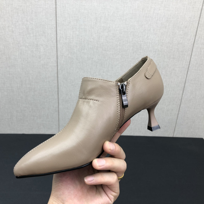 2022秋季真皮女鞋小码大码深口拉链细中跟尖头工作鞋羊皮女单鞋,淘宝优惠券,粉丝福利购,淘宝优惠卷