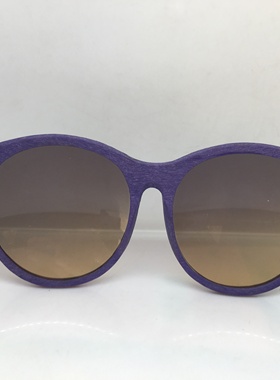 紫色大圆框 女仿木太阳镜 墨镜