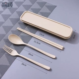 Портативные палочки для еды, ложка, комплект, японская посуда для школьников, милая коробка для хранения, 3 предмета