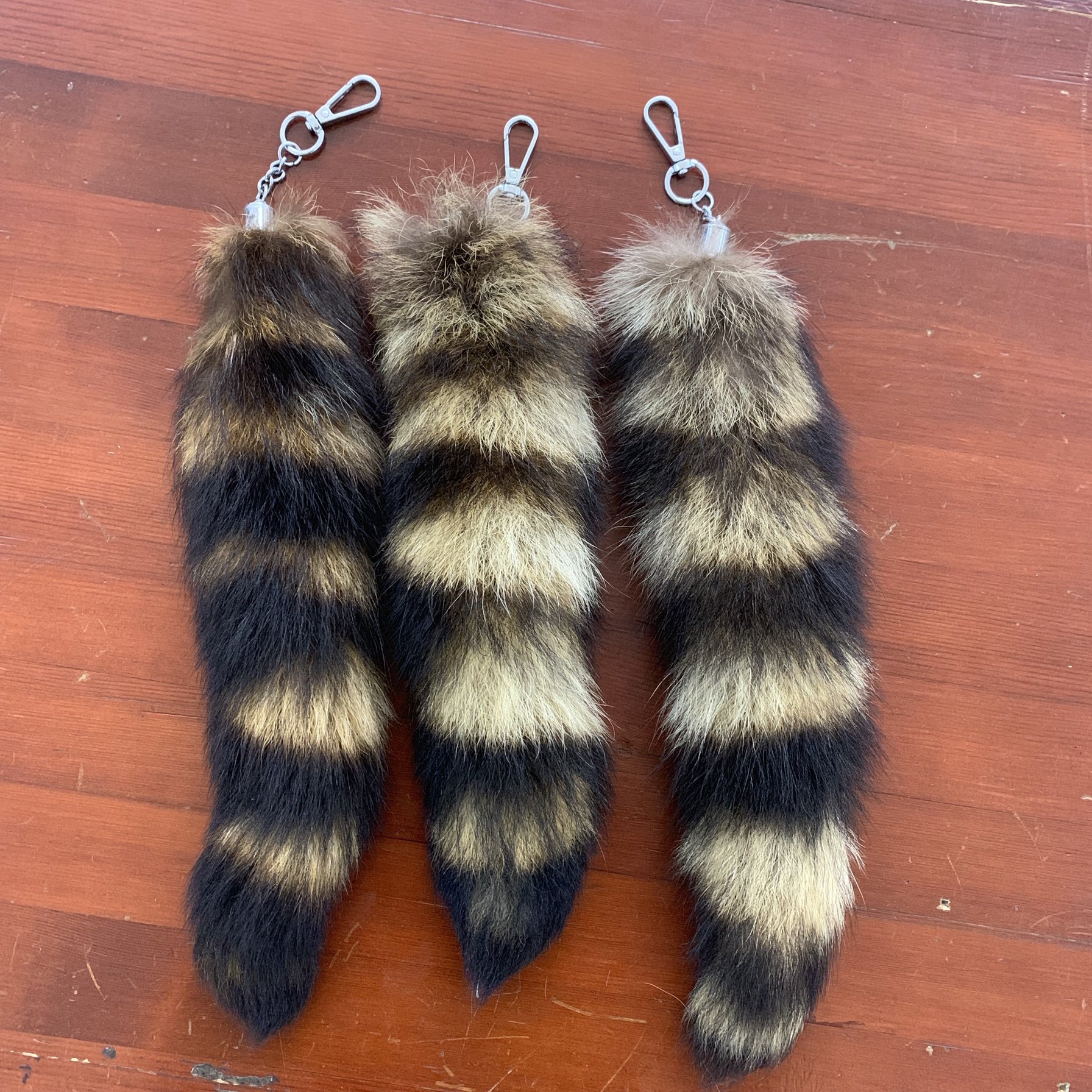 个性简约北美小浣熊尾巴挂件饰品汽车钥匙扣吊坠毛绒包包真毛挂饰 - 图2