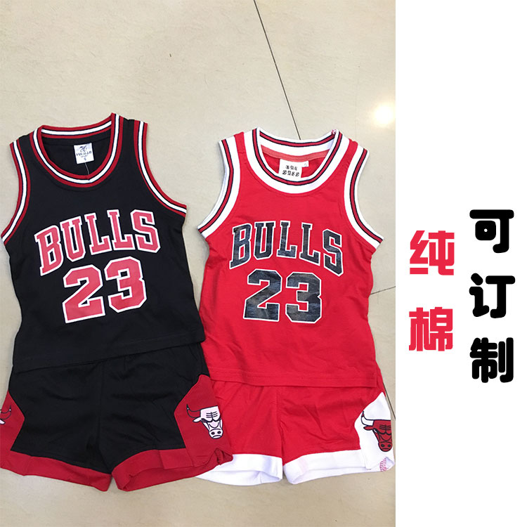 23號球衣 兒童球衣 籃球服親子裝純棉 紅色黑色小孩背心運動套裝