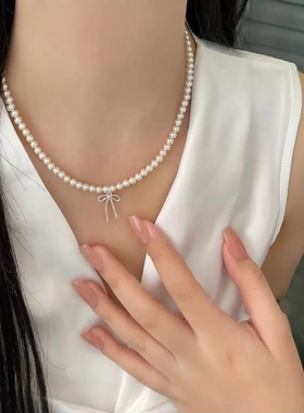 天然淡水珍珠项链女轻奢锁骨链时尚气质高级感小众设计脖颈链配饰