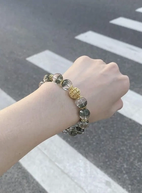 财富天然石绿幽灵手串女ins简约