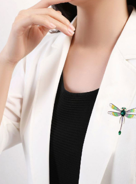 2022新款胸针防走光扣固定衣服水钻合金胸花女丝巾扣竹蜻蜓胸针