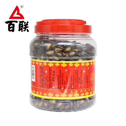 百联瓜子甘草味大片黑西瓜籽900g桶装罐装休闲零食年货送礼 - 图2