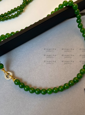 天然石绿色串珠项链女士款轻奢气质高级感锁骨链2025新款春夏颈链